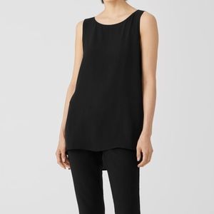 Eileen Fisher System Silk Georgette Bateau Neck Shell, Medium Midnight blue